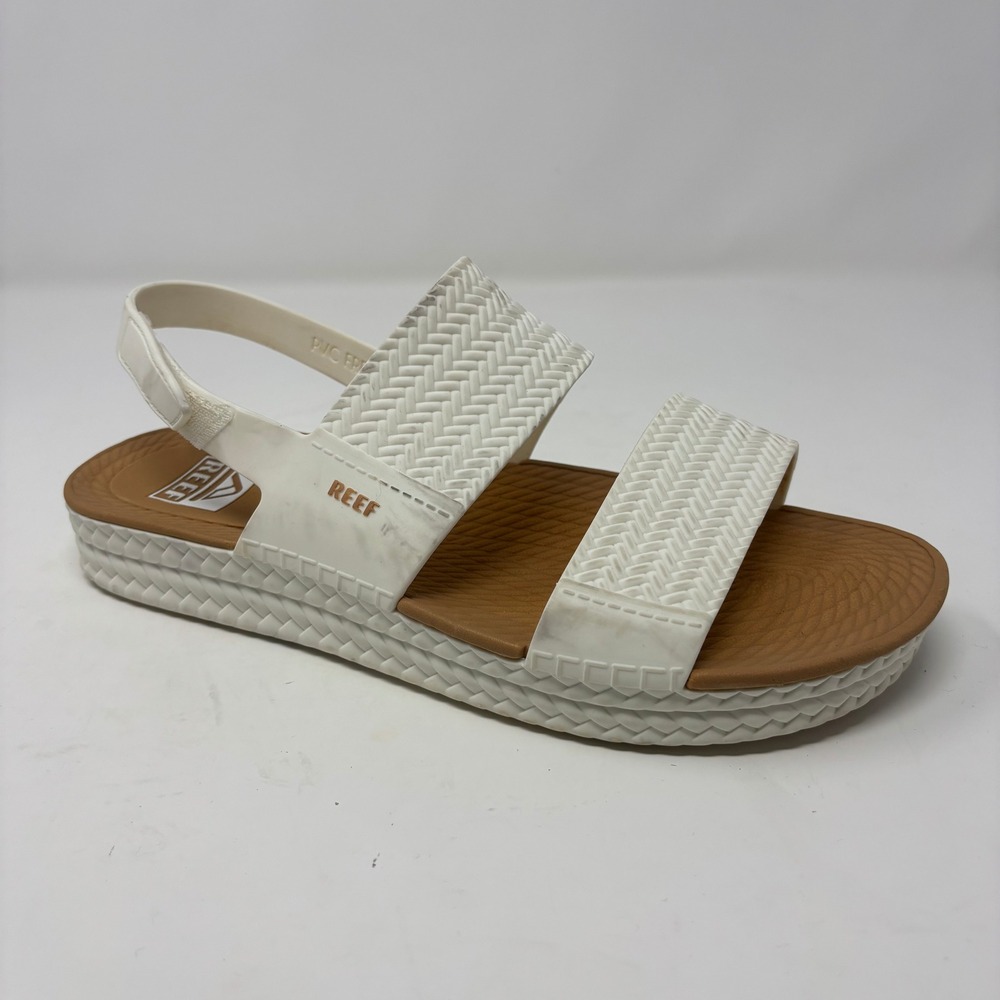 Reef Water Vista White Tan Platform Sandals Womens Size 10 CI4613